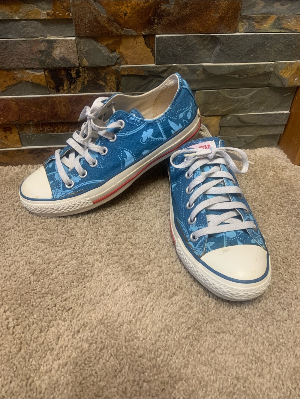 Converse Women’s Blue Low-Top Canvas Athletic Sneakers 7 37.5